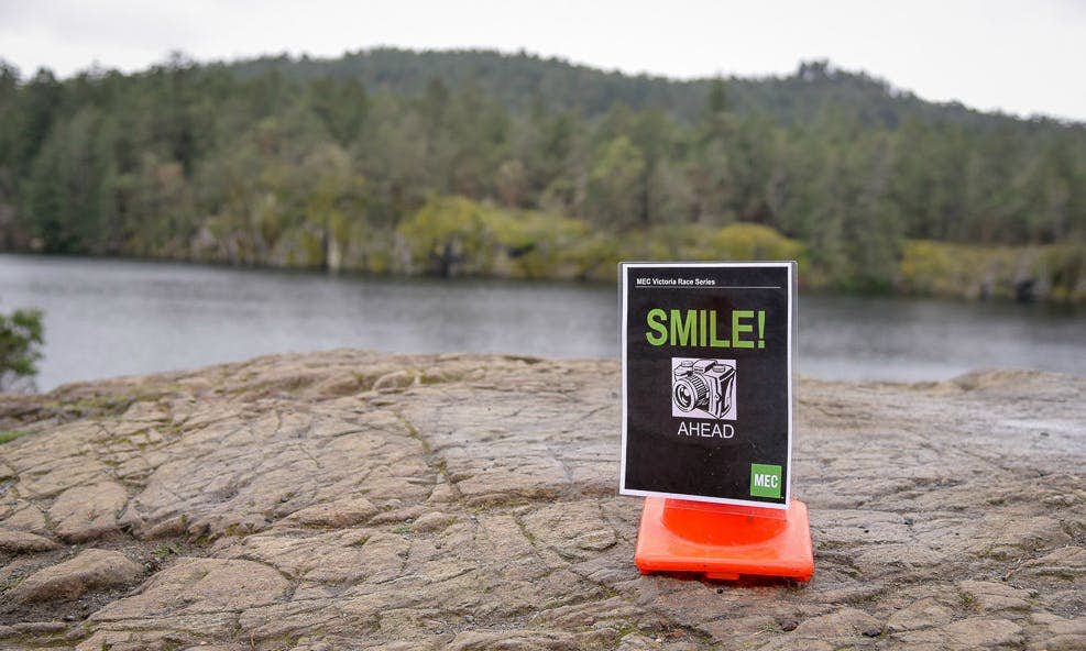 Smile sign on MEC running race course
