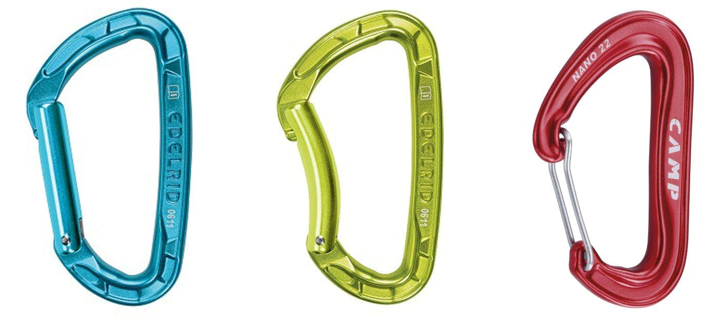 Comparing straight, bent and wiregate carabiners
