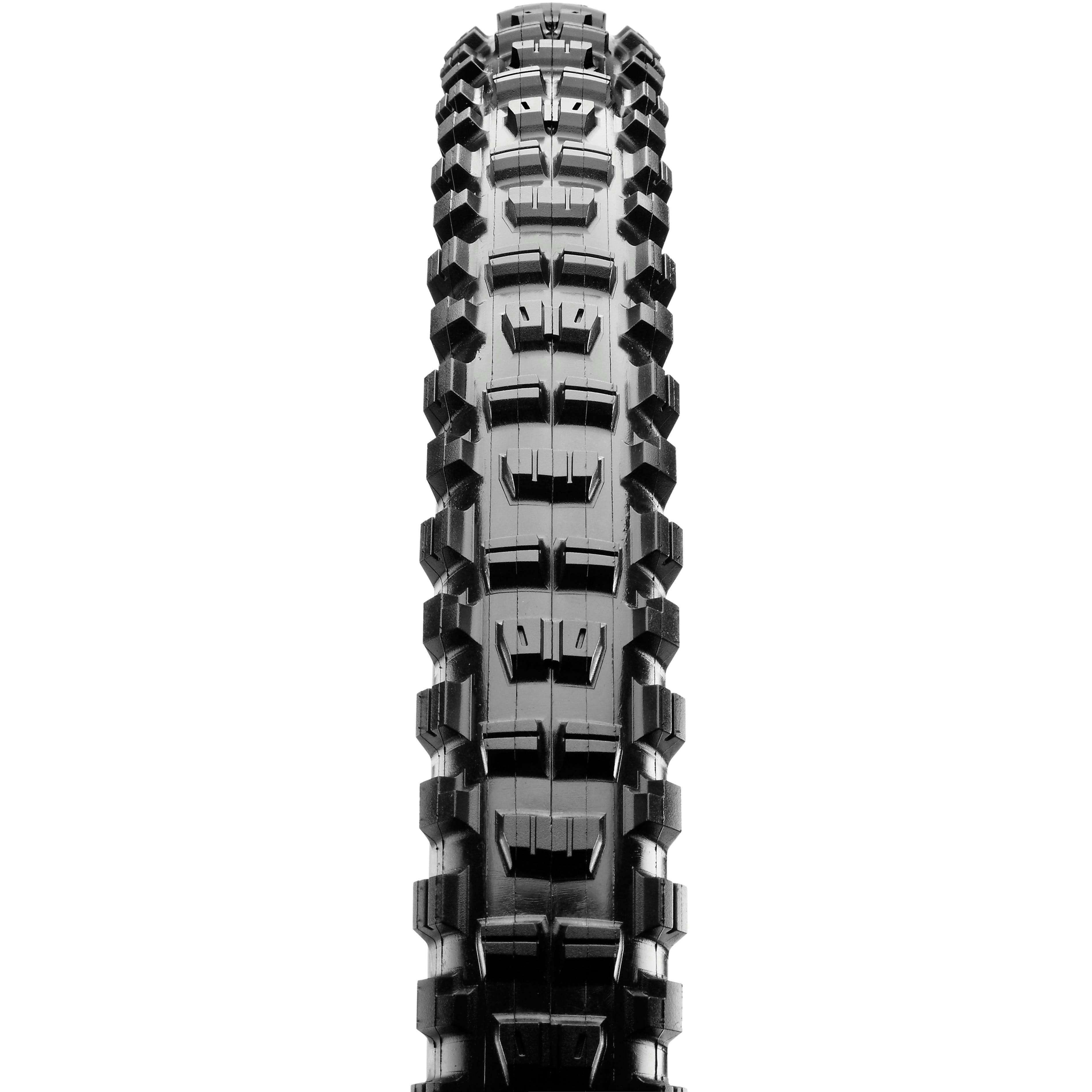 Close-up of a knobby mountain bike tire tread
