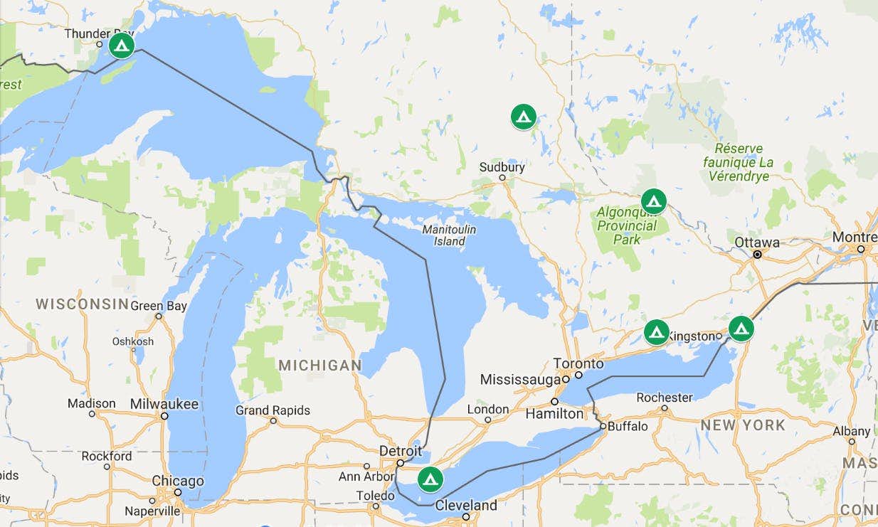 Map of hidden gems in Ontario