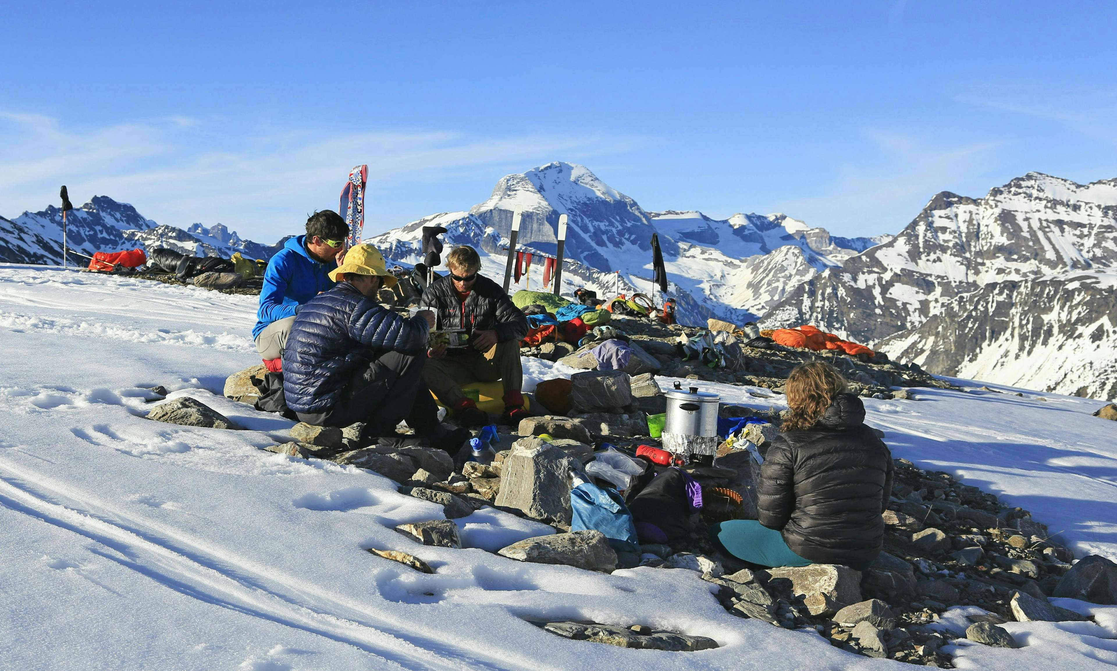 Ski traverse base camp Canadian Selkirks