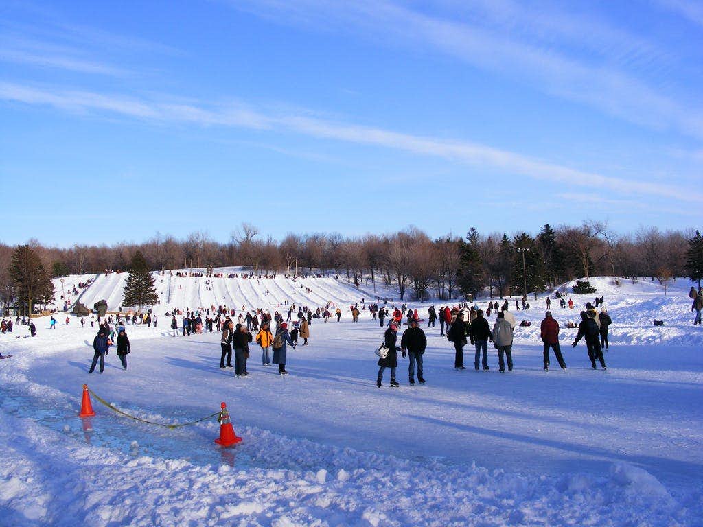 Ice skating and tubing at Mount Royal, Montreal