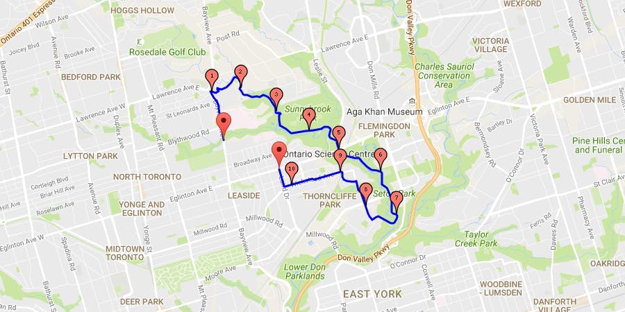 Sunnybrook Park - run route map