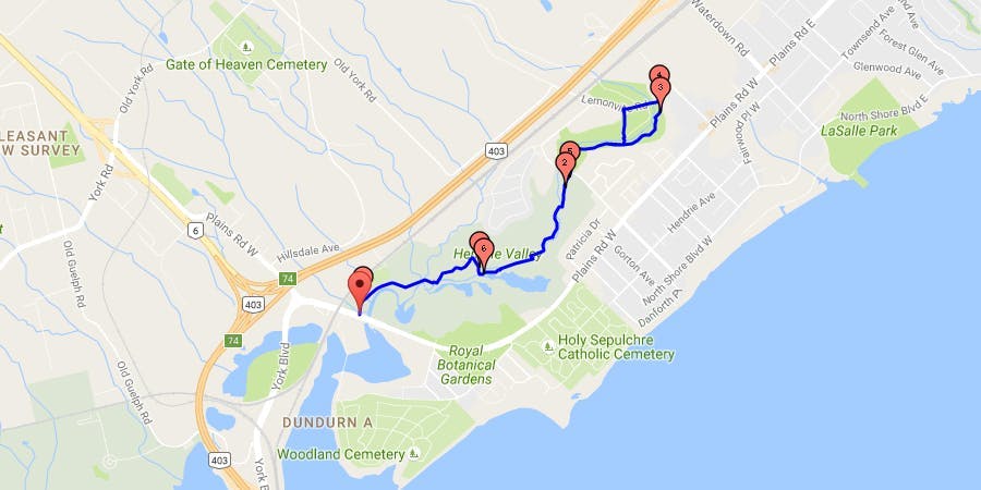 Smooth Hendrie Valley - run route map