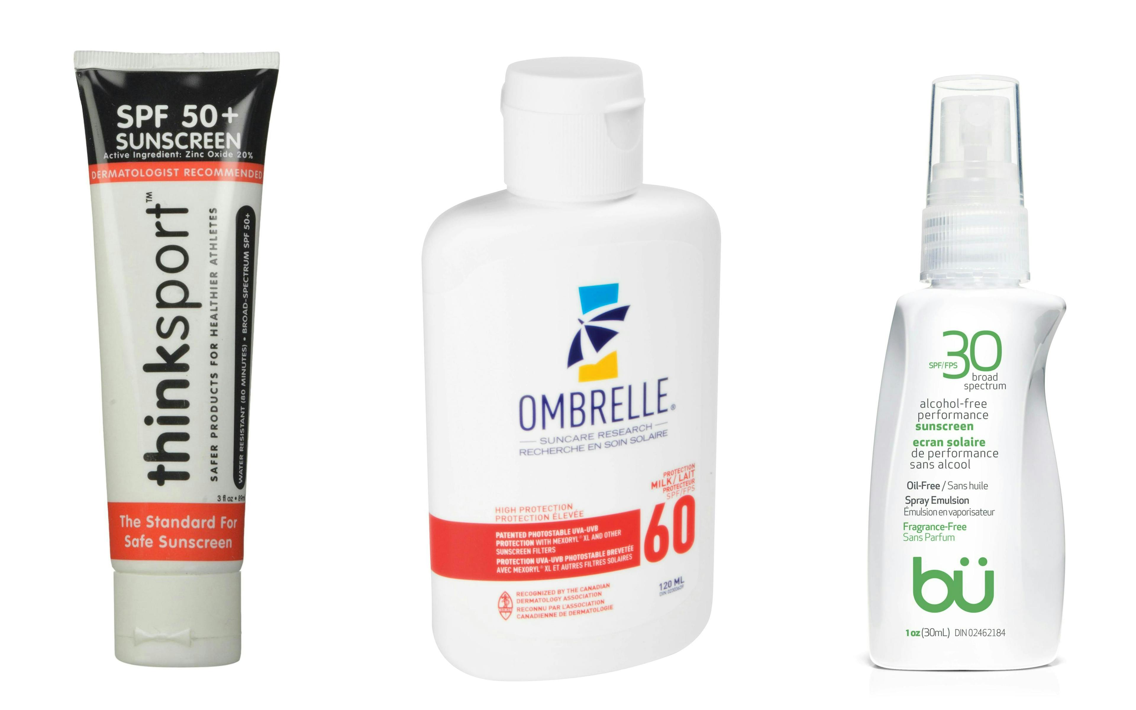 3 different kinds of sunscreen