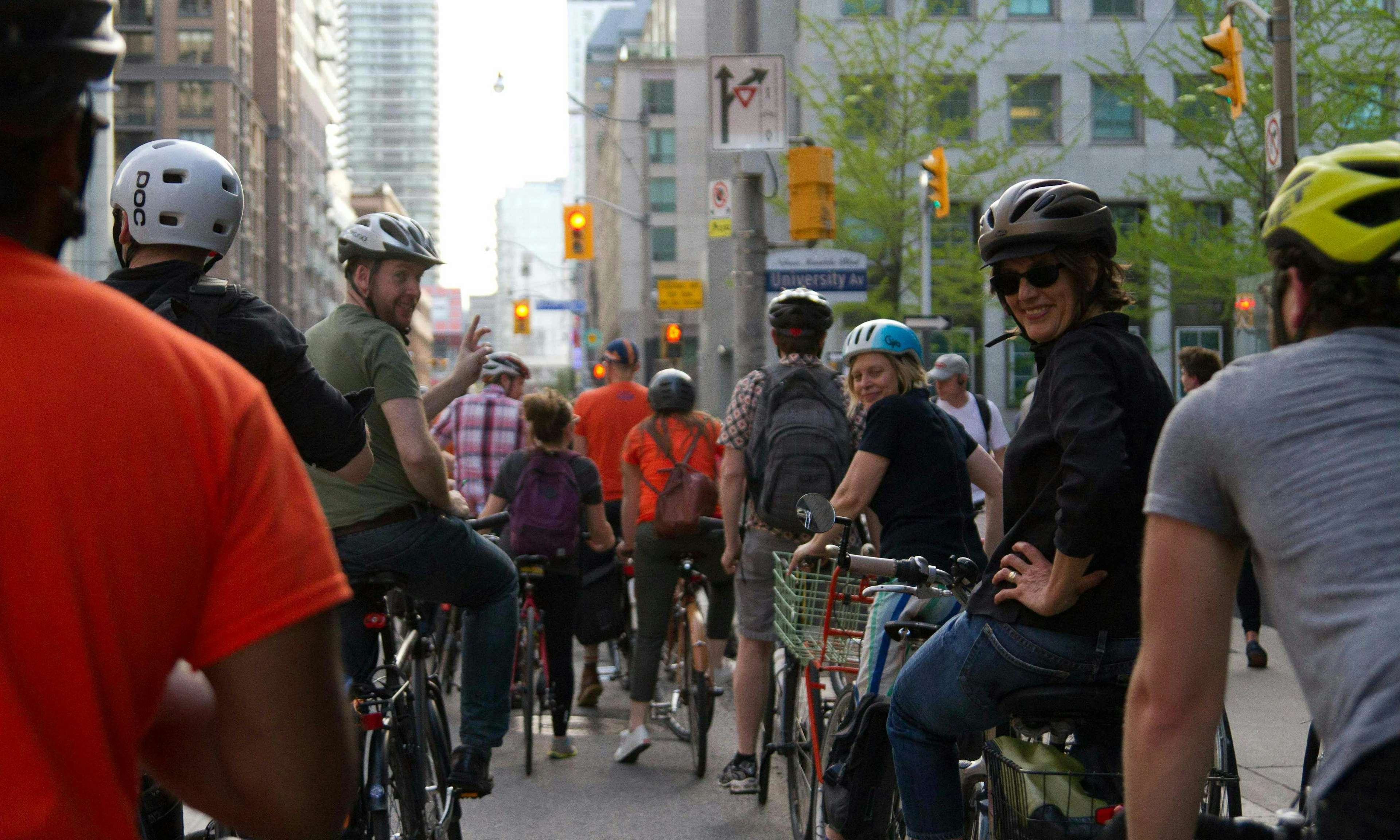 Group of cyclists in Toronto