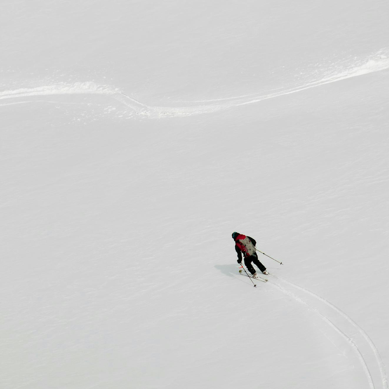Backcountry skiing first tracks