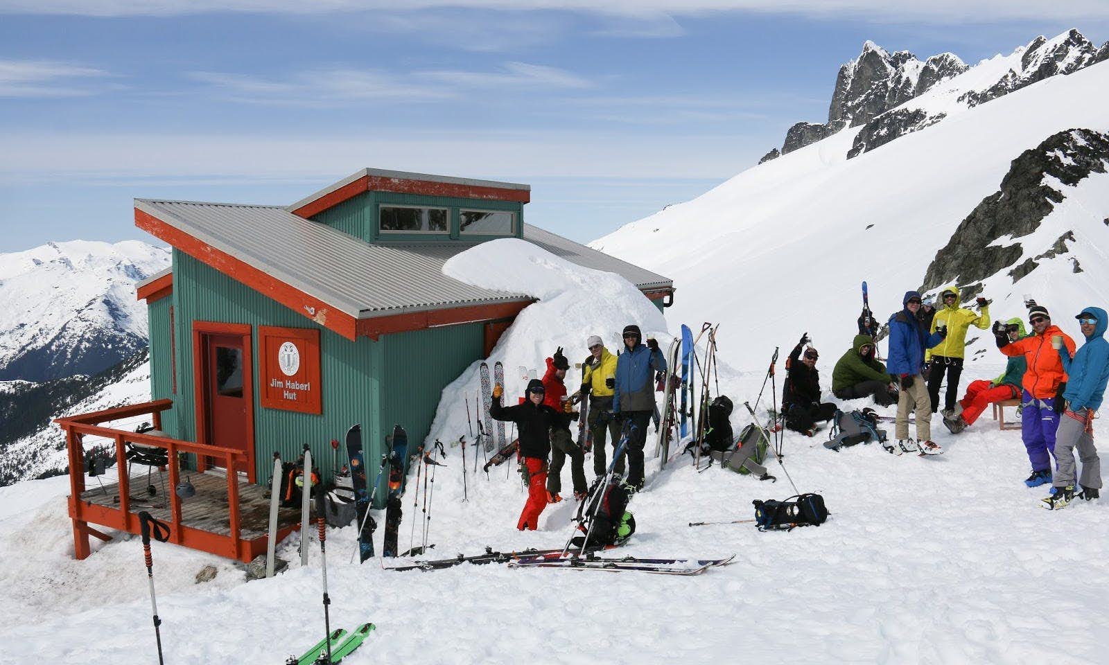 Skiers at the Jim Haberl Hut in BC.