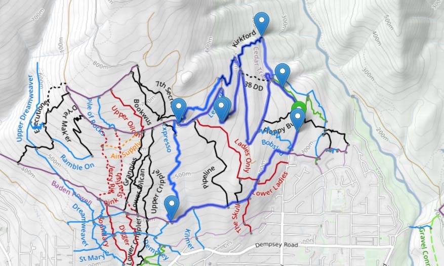 Mount Fromme: intermediate mountain bike route map