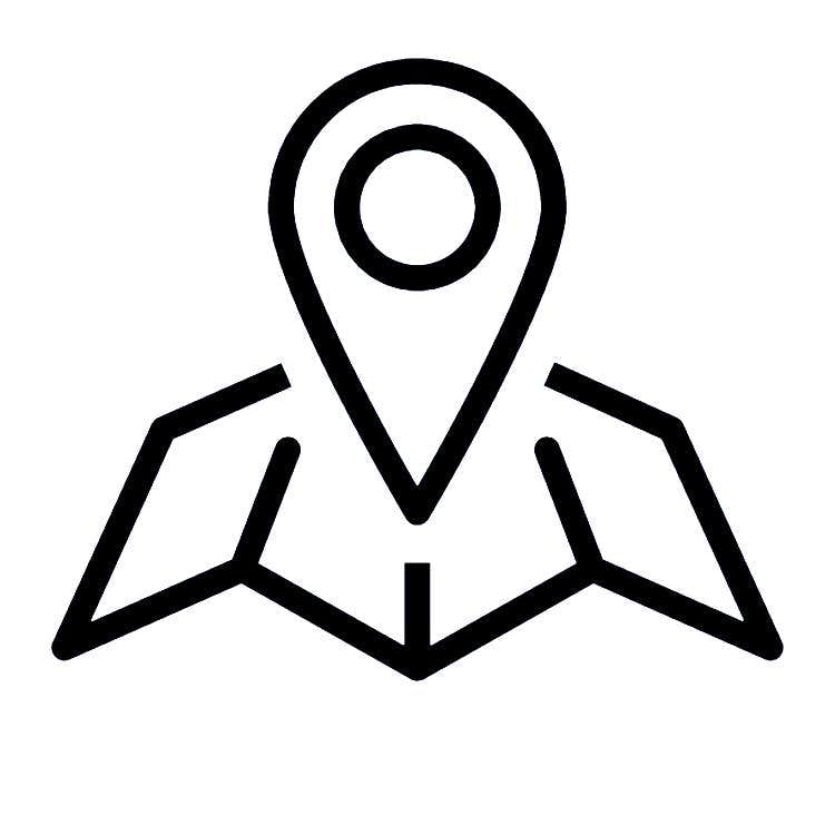 Icon of a map with a pointer