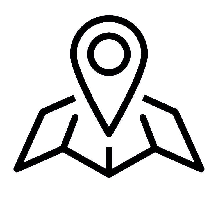 Icon of a map with a pointer