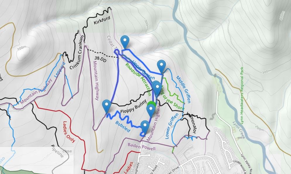 Mount Fromme: beginner mountain bike route map