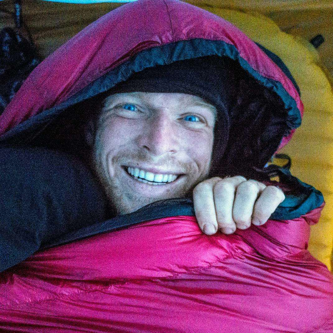 Benjamin Jordan camping out without a tent