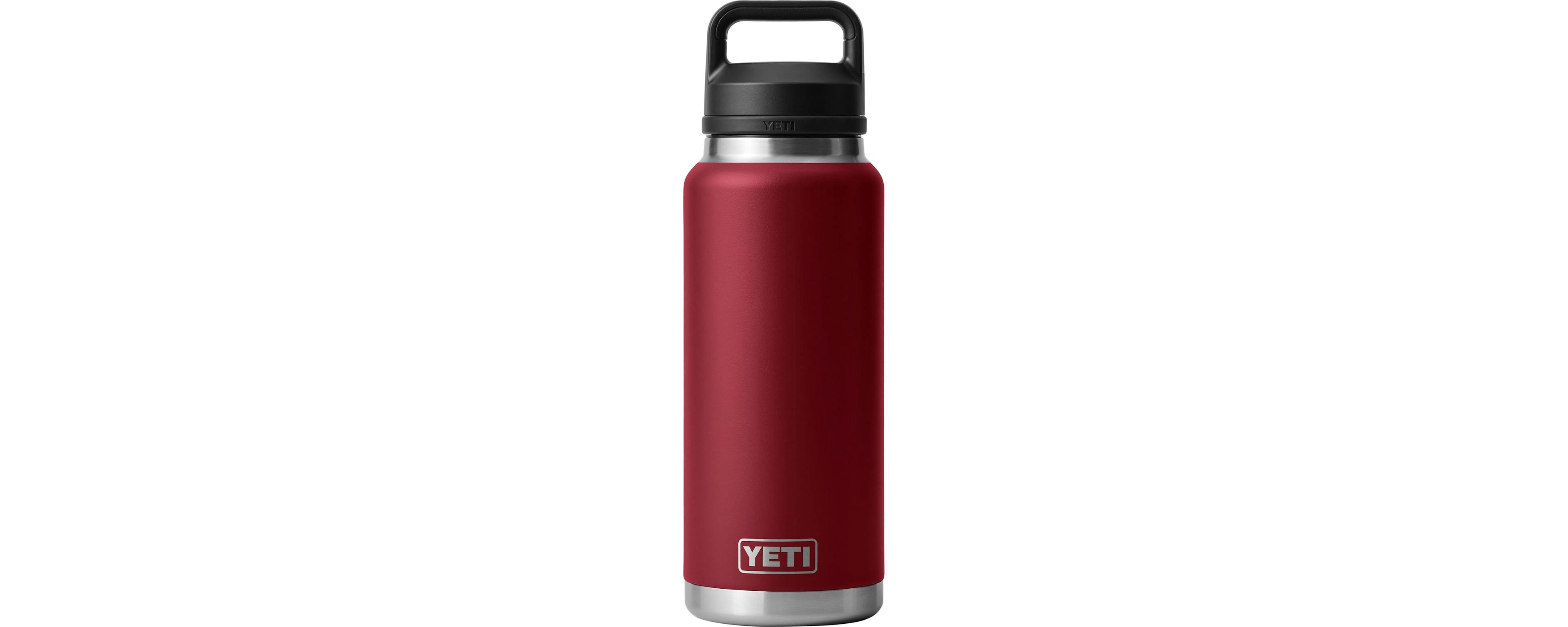 Red colour stainless steel water bottle from Yeti